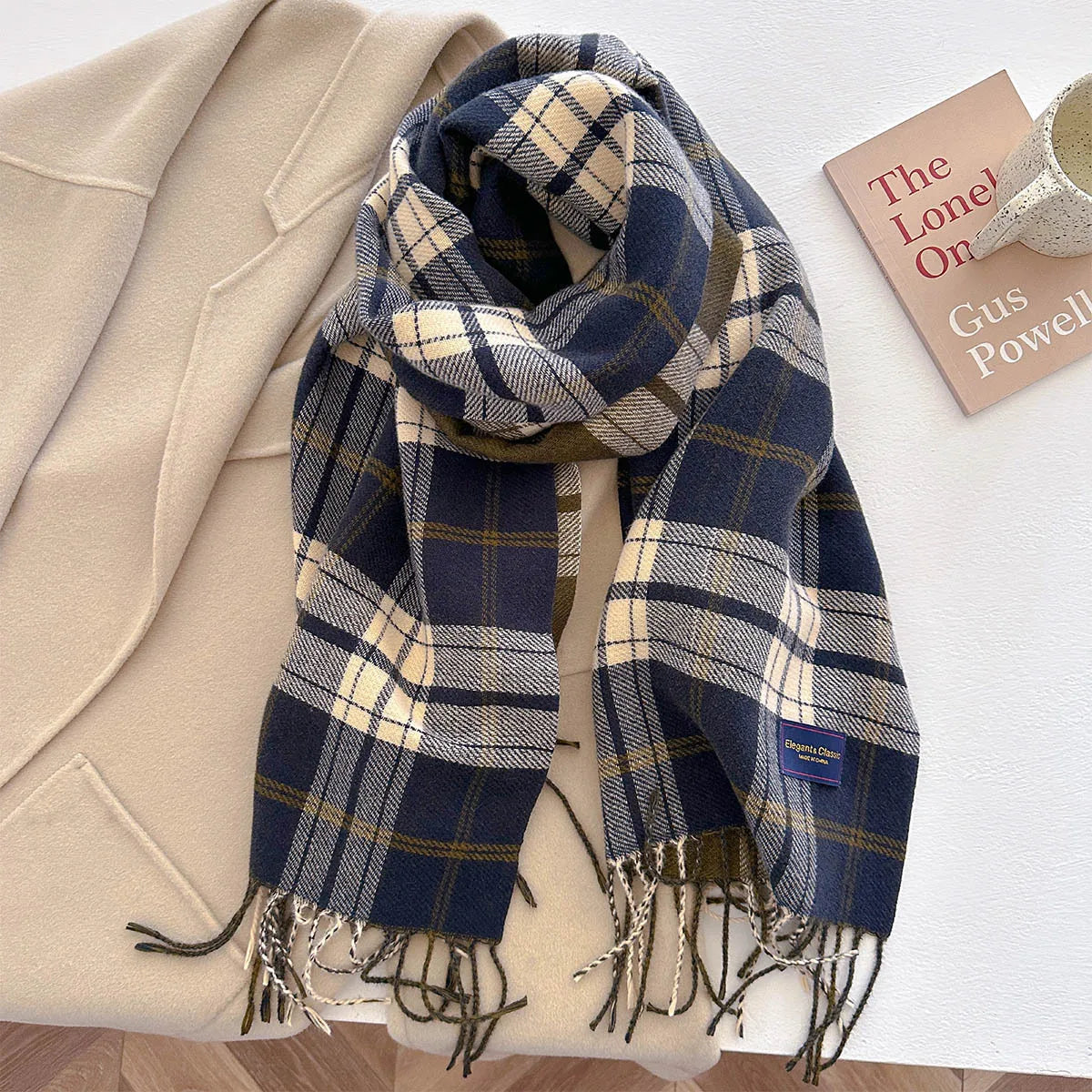 100 Color Autumn Winter Classic Plaid Scarf Women Cashmere Tassels Scarves Thickened Warm Shawl Windproof Pashmina Neckerchief