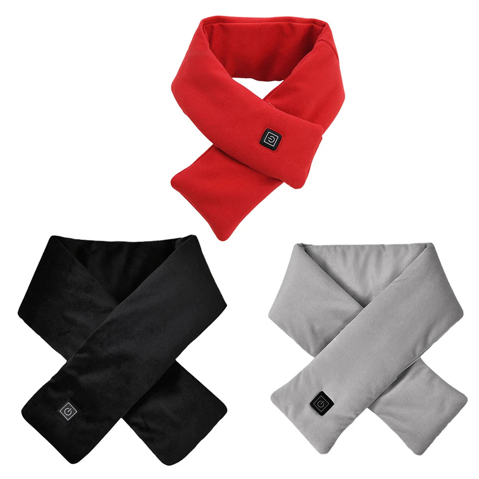 Electric Heating Scarf USB Charging Heated Neck Scarf Cold-Proof Thermal Neck Wrap Warmer Washable for Climbing Hiking Cycling