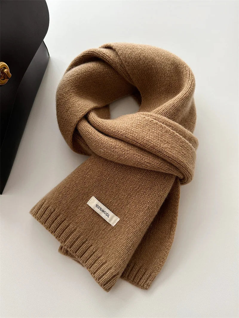 Selected Australian Pure Cotton Wool 100% Cashmere Scarf New Solid Color Versatile Men's Women's Autumn and Winter Warm Knitted