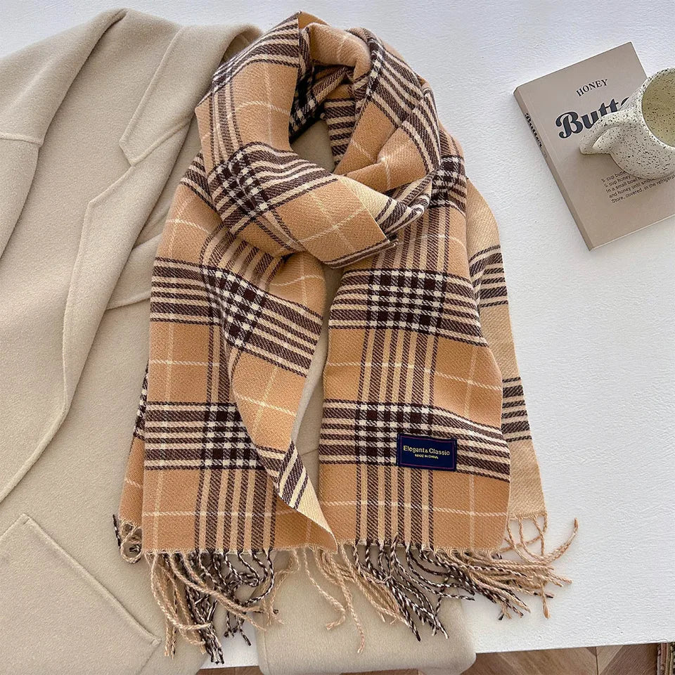 100 Color Autumn Winter Classic Plaid Scarf Women Cashmere Tassels Scarves Thickened Warm Shawl Windproof Pashmina Neckerchief