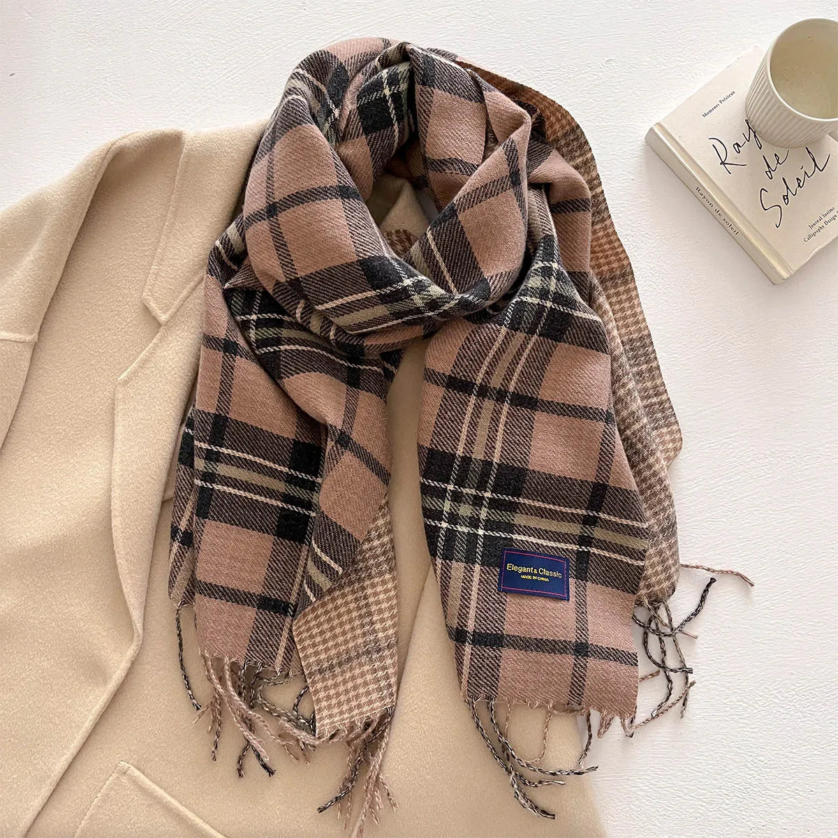 100 Color Autumn Winter Classic Plaid Scarf Women Cashmere Tassels Scarves Thickened Warm Shawl Windproof Pashmina Neckerchief