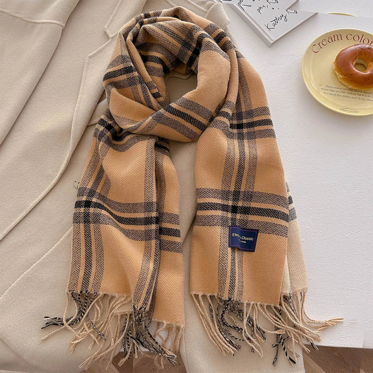100 Color Autumn Winter Classic Plaid Scarf Women Cashmere Tassels Scarves Thickened Warm Shawl Windproof Pashmina Neckerchief