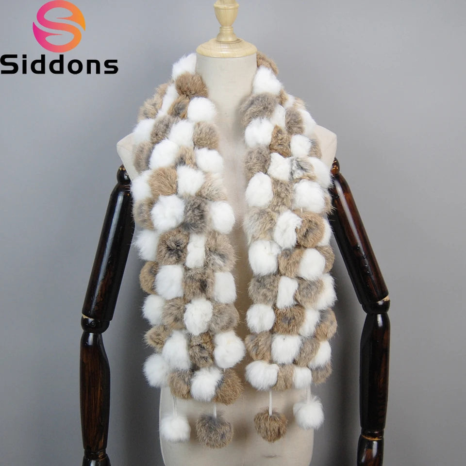 2025 Women Winter Warm Real Rabbit Fur Scarf Hot Sale Natural Rabbit Fur Muffler Lady 100% Genuine Fur Scarves Wholesale Retail