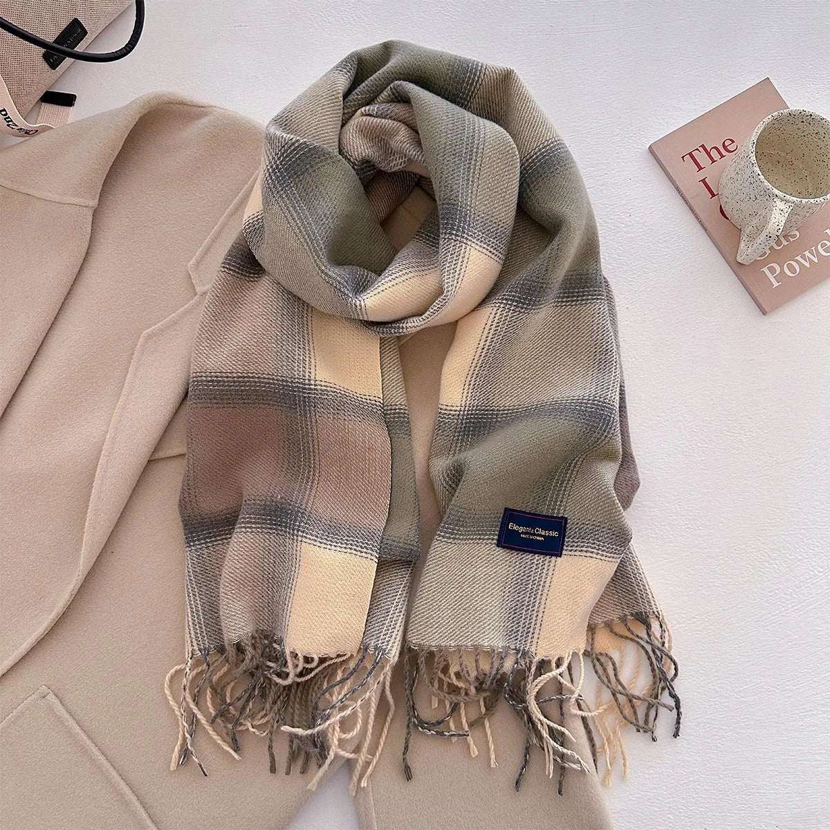 100 Color Autumn Winter Classic Plaid Scarf Women Cashmere Tassels Scarves Thickened Warm Shawl Windproof Pashmina Neckerchief