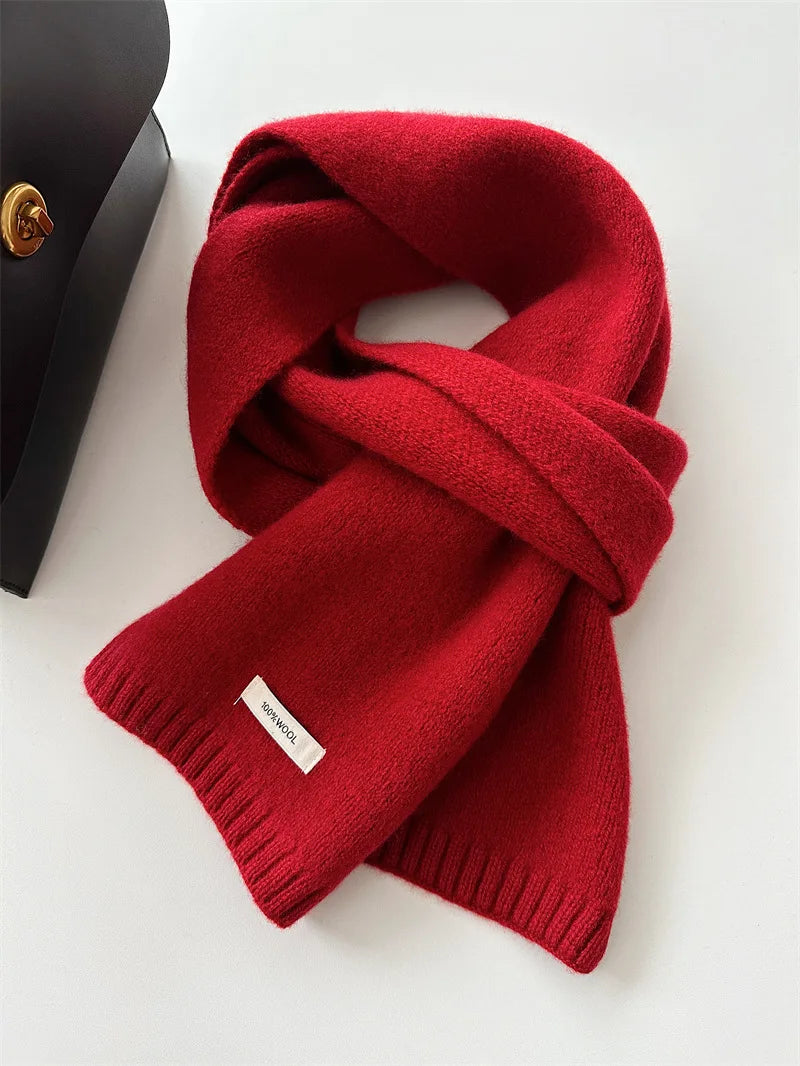 Selected Australian Pure Cotton Wool 100% Cashmere Scarf New Solid Color Versatile Men's Women's Autumn and Winter Warm Knitted