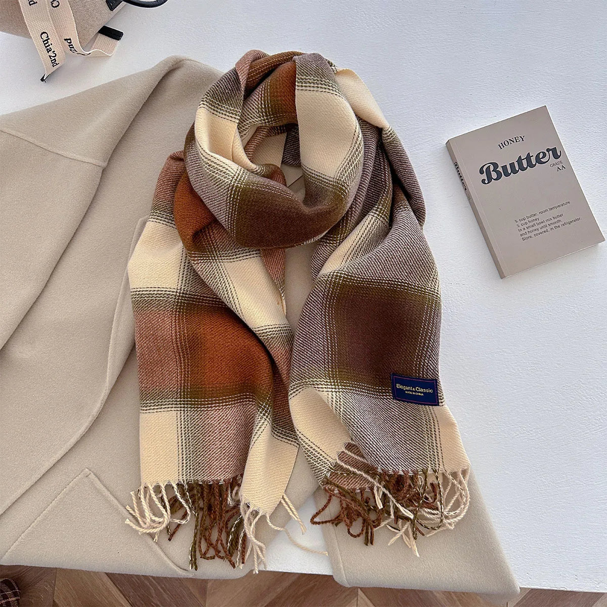 100 Color Autumn Winter Classic Plaid Scarf Women Cashmere Tassels Scarves Thickened Warm Shawl Windproof Pashmina Neckerchief
