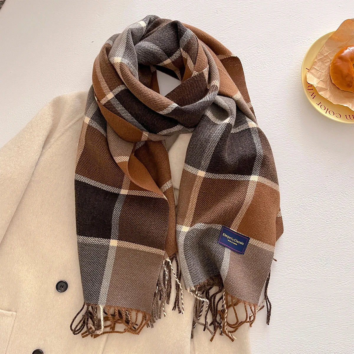 100 Color Autumn Winter Classic Plaid Scarf Women Cashmere Tassels Scarves Thickened Warm Shawl Windproof Pashmina Neckerchief