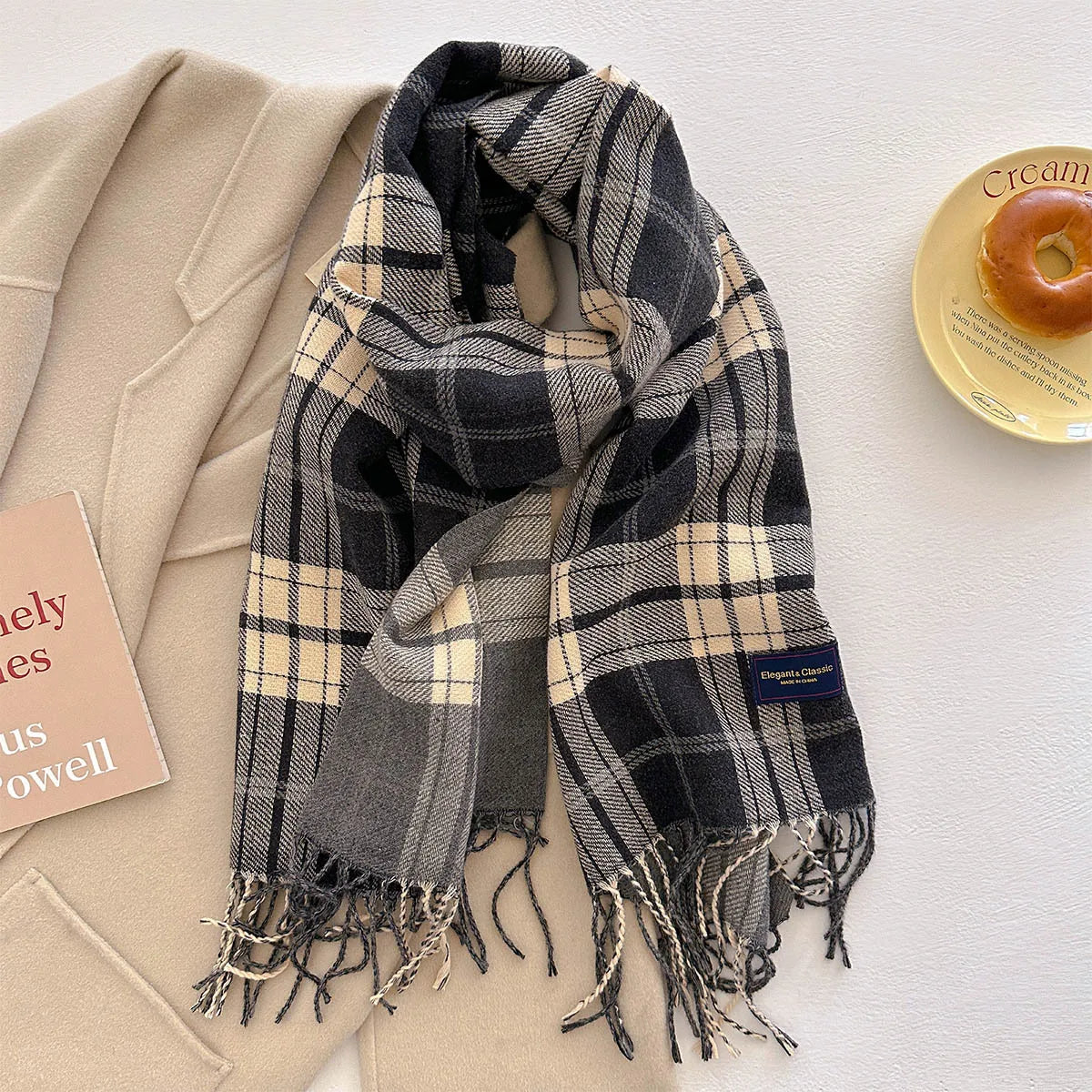 100 Color Autumn Winter Classic Plaid Scarf Women Cashmere Tassels Scarves Thickened Warm Shawl Windproof Pashmina Neckerchief