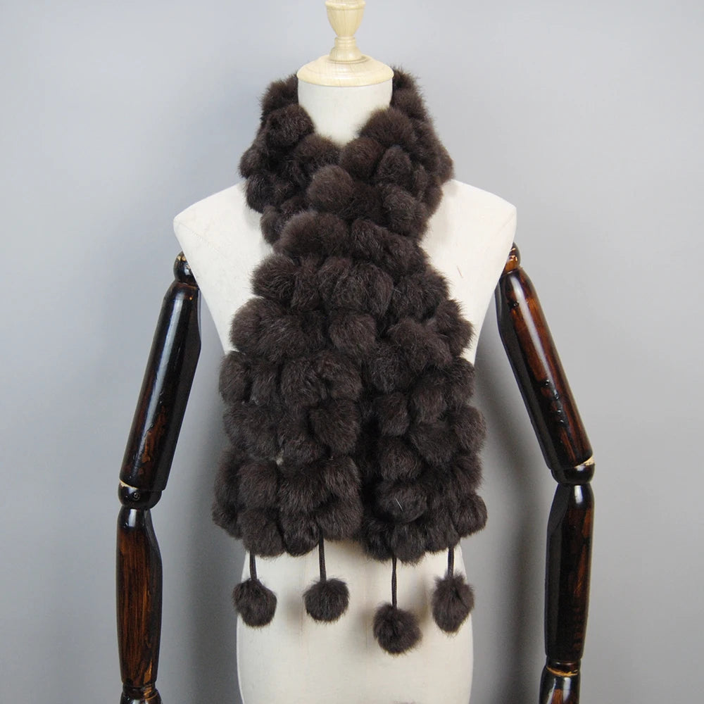 2025 Women Winter Warm Real Rabbit Fur Scarf Hot Sale Natural Rabbit Fur Muffler Lady 100% Genuine Fur Scarves Wholesale Retail