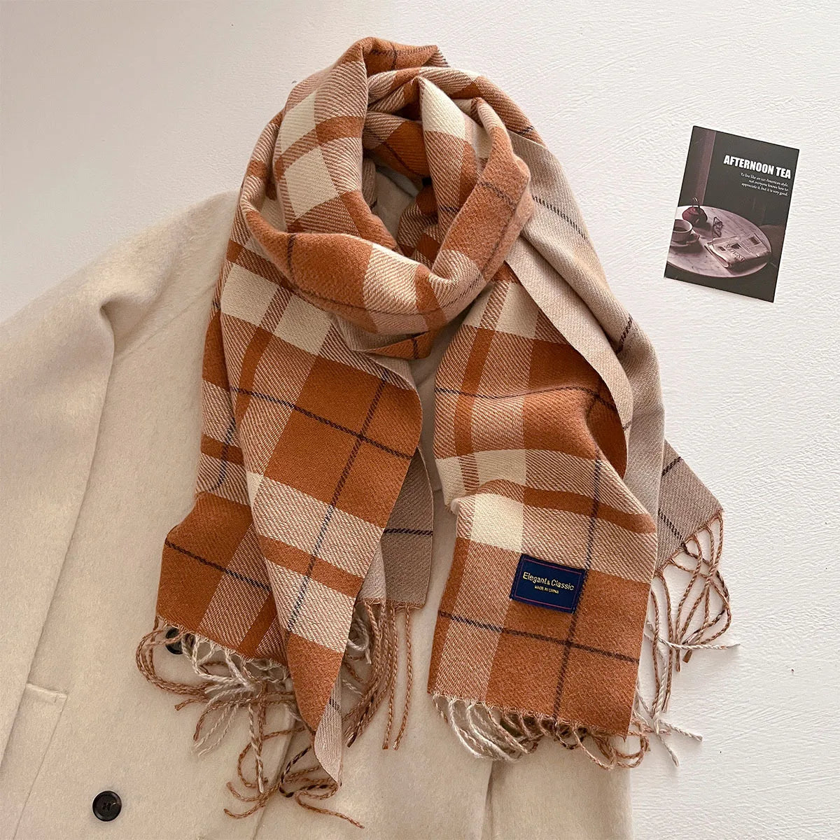 100 Color Autumn Winter Classic Plaid Scarf Women Cashmere Tassels Scarves Thickened Warm Shawl Windproof Pashmina Neckerchief