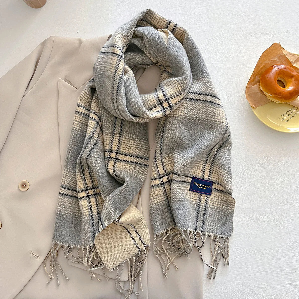 100 Color Autumn Winter Classic Plaid Scarf Women Cashmere Tassels Scarves Thickened Warm Shawl Windproof Pashmina Neckerchief