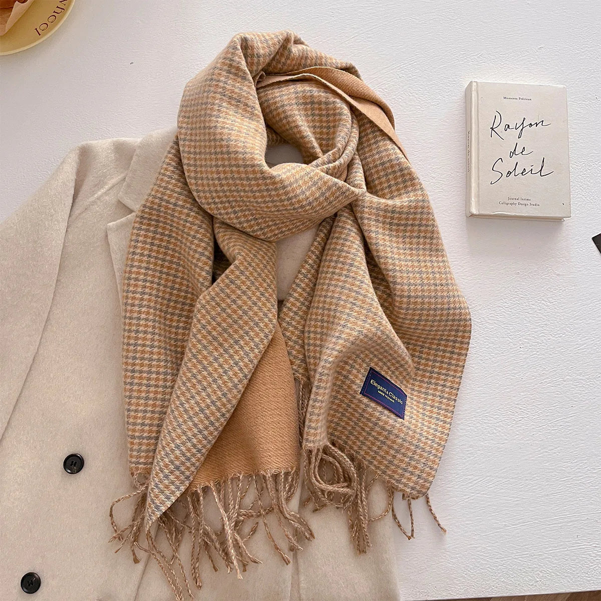 100 Color Autumn Winter Classic Plaid Scarf Women Cashmere Tassels Scarves Thickened Warm Shawl Windproof Pashmina Neckerchief