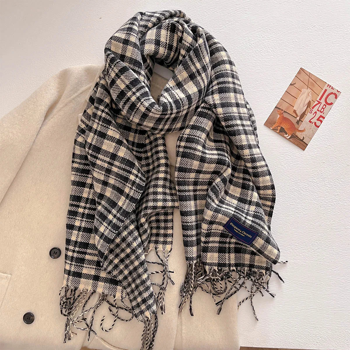 100 Color Autumn Winter Classic Plaid Scarf Women Cashmere Tassels Scarves Thickened Warm Shawl Windproof Pashmina Neckerchief