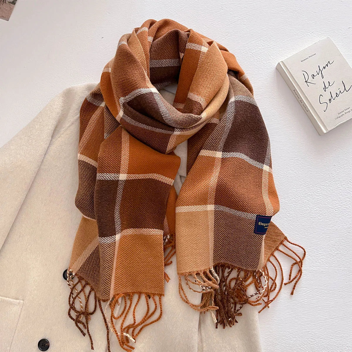100 Color Autumn Winter Classic Plaid Scarf Women Cashmere Tassels Scarves Thickened Warm Shawl Windproof Pashmina Neckerchief