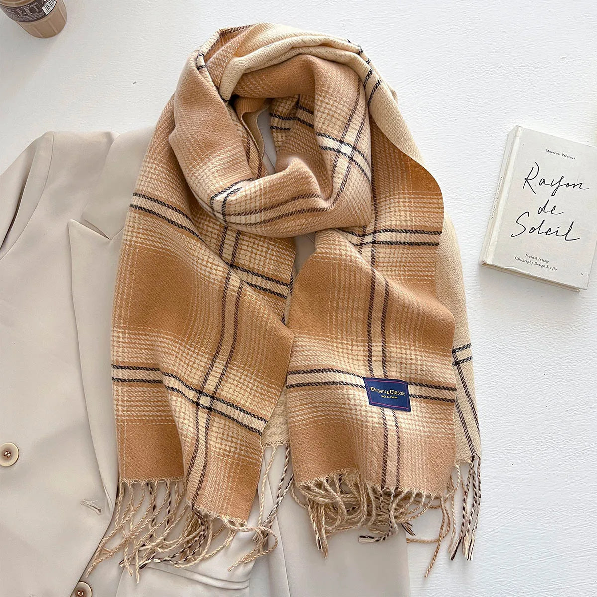 100 Color Autumn Winter Classic Plaid Scarf Women Cashmere Tassels Scarves Thickened Warm Shawl Windproof Pashmina Neckerchief