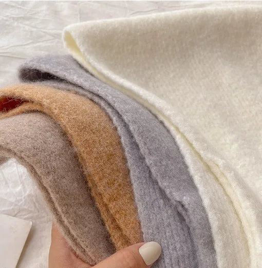 Autumn and Winter Cross Knitted Scarf Short Women's Scarf Korean Edition Color blocked Scarf Winter Warm Button Neck Cover