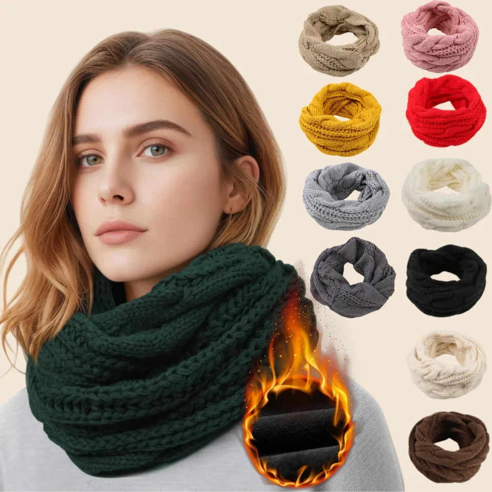 1pc Winter Warm Scarf for Women,Windproof Stylish Color-blocked  Scarves for Cold Weather,Warm Knit Winter Circle Loop Scarves