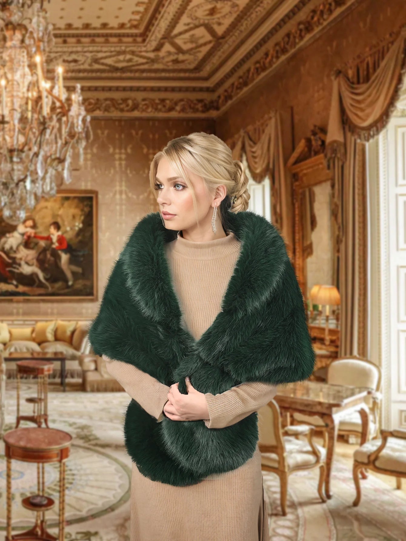 A Handmade Polyester Imitation Fox Fur Women's Fashion Shawl Wedding Party Party Clothing Warm Wear