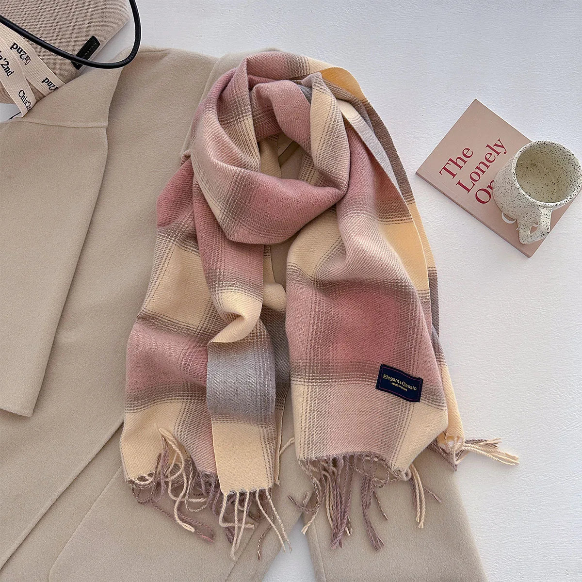 100 Color Autumn Winter Classic Plaid Scarf Women Cashmere Tassels Scarves Thickened Warm Shawl Windproof Pashmina Neckerchief