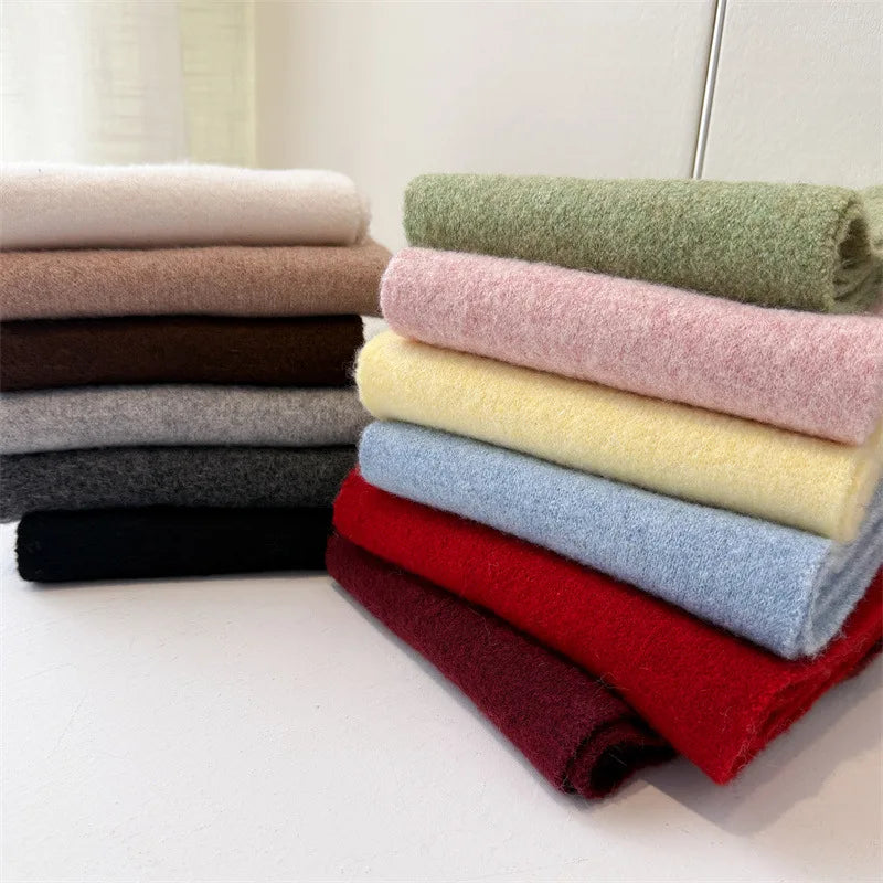 Luxury Korea Styles Solid Color Winter Warm Knitted Scarf Women Simple Shawls Lady Soft Wraps Neckerchief Cashmere Pashmina