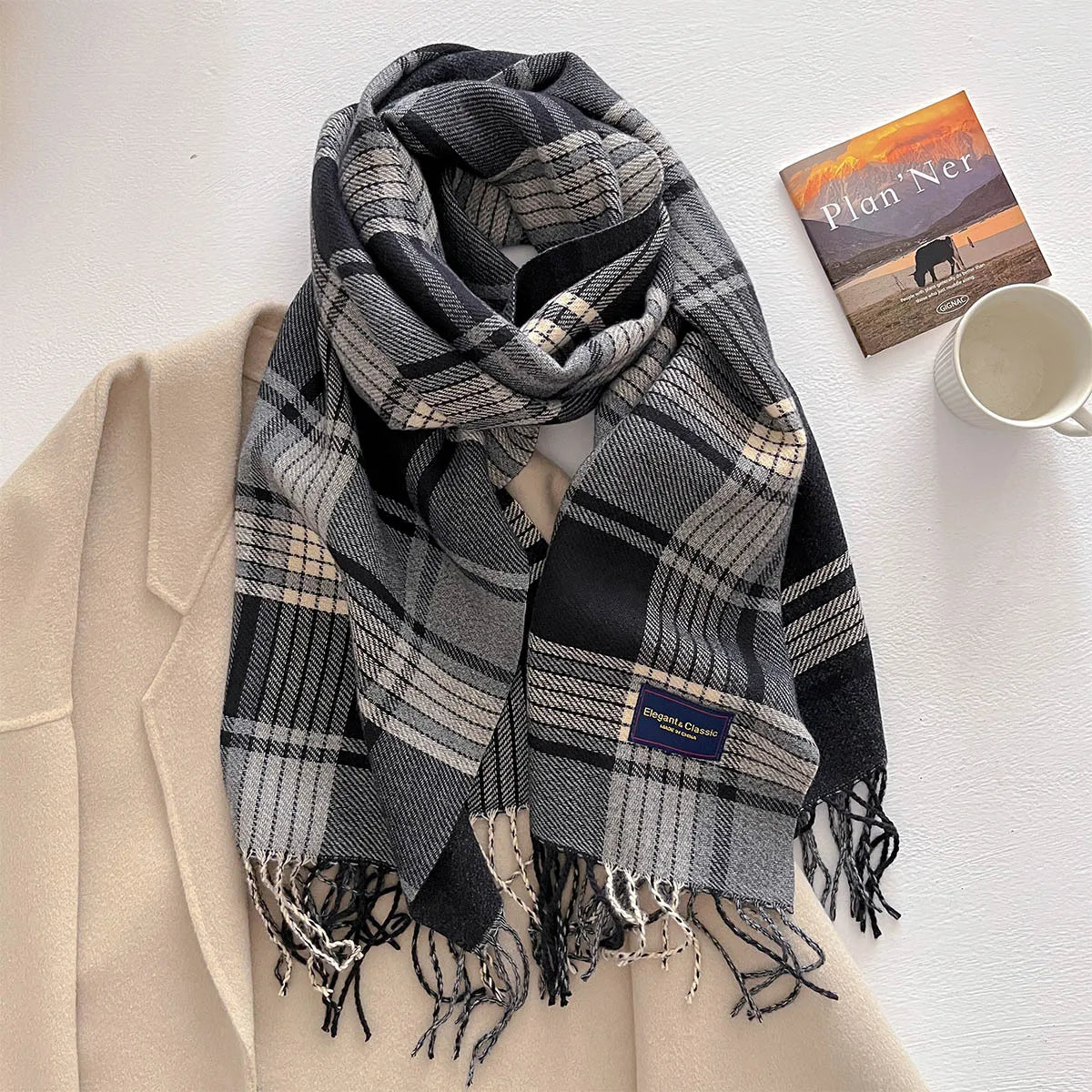 100 Color Autumn Winter Classic Plaid Scarf Women Cashmere Tassels Scarves Thickened Warm Shawl Windproof Pashmina Neckerchief