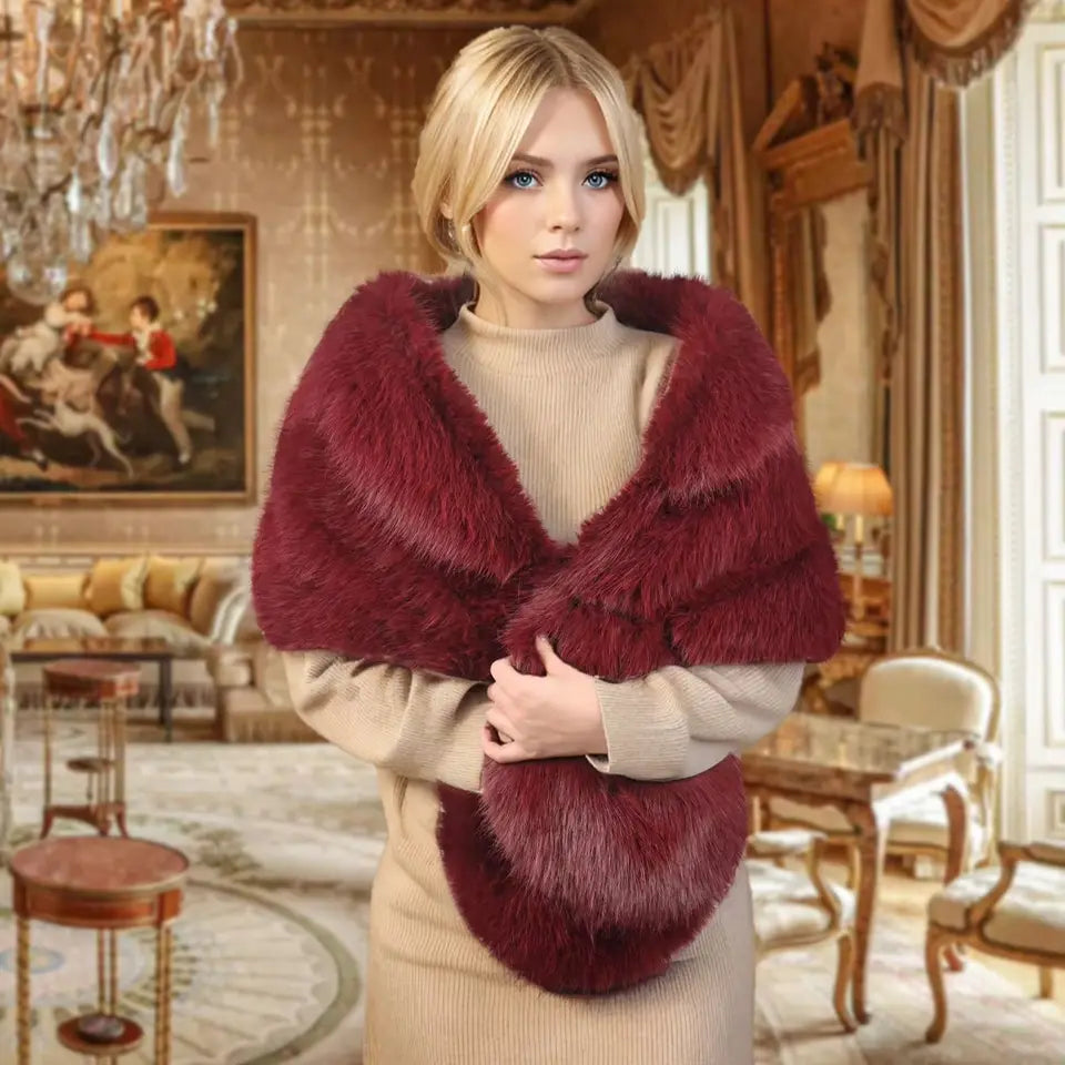 A Handmade Polyester Imitation Fox Fur Women's Fashion Shawl Wedding Party Party Clothing Warm Wear