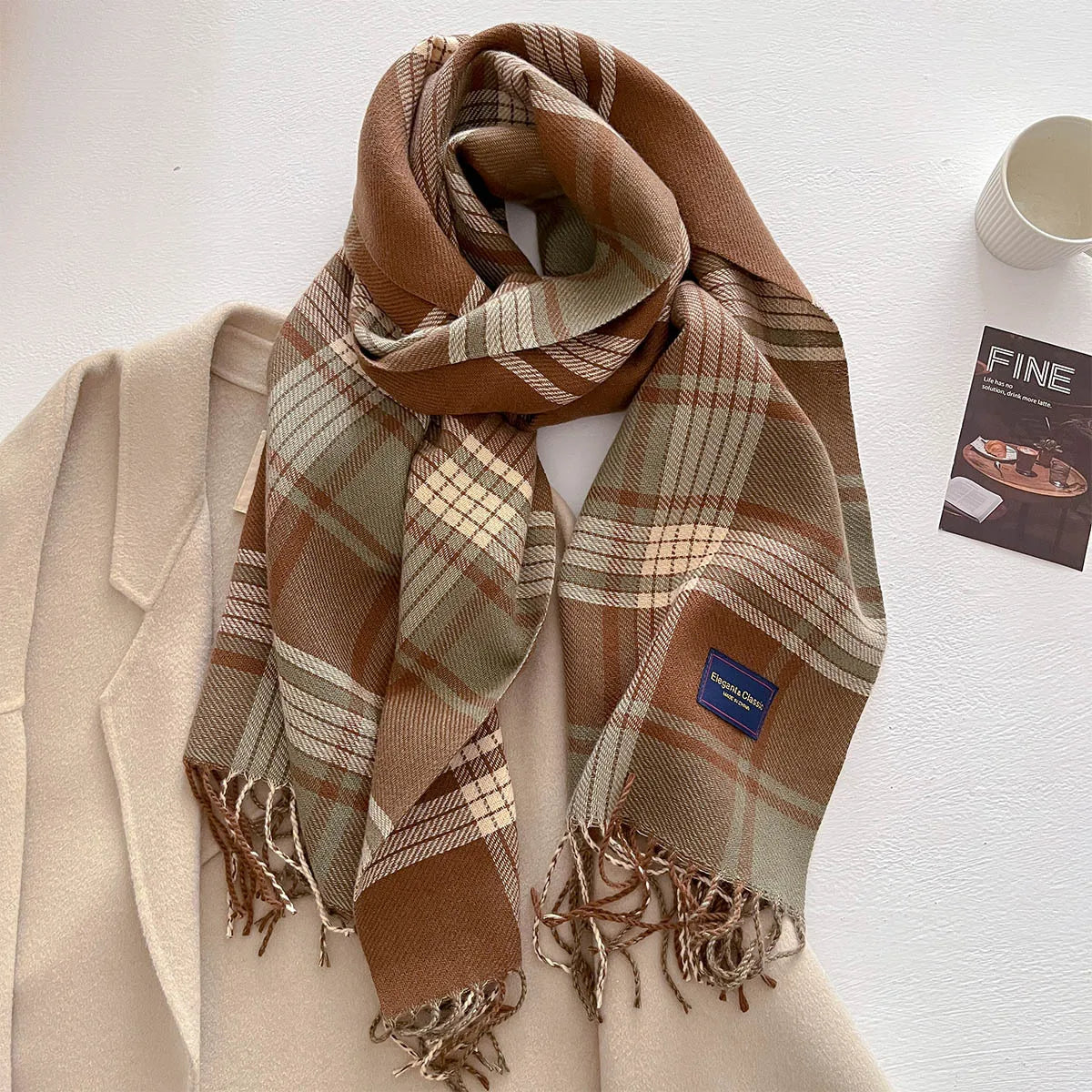 100 Color Autumn Winter Classic Plaid Scarf Women Cashmere Tassels Scarves Thickened Warm Shawl Windproof Pashmina Neckerchief