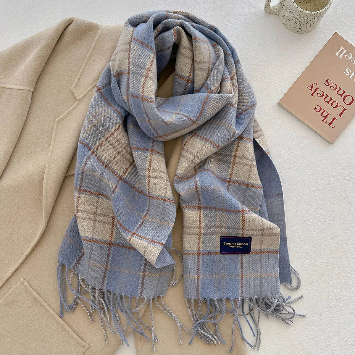 100 Color Autumn Winter Classic Plaid Scarf Women Cashmere Tassels Scarves Thickened Warm Shawl Windproof Pashmina Neckerchief