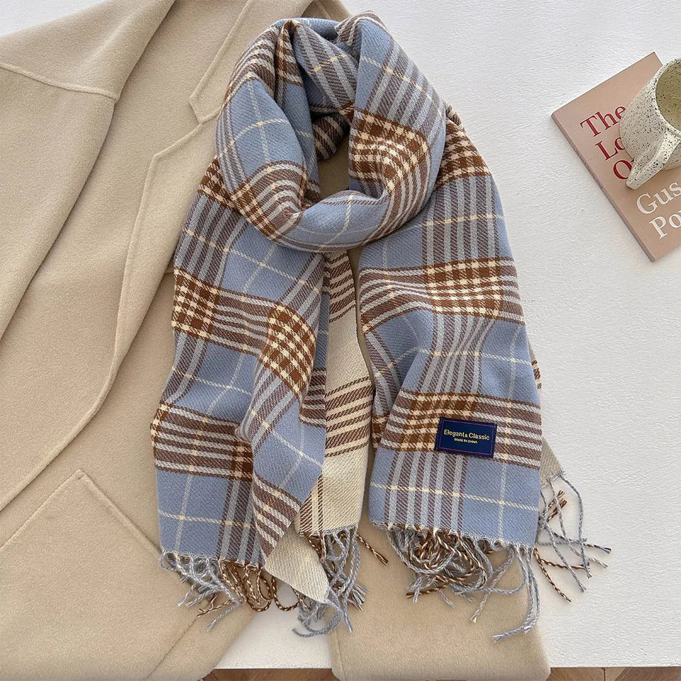 100 Color Autumn Winter Classic Plaid Scarf Women Cashmere Tassels Scarves Thickened Warm Shawl Windproof Pashmina Neckerchief