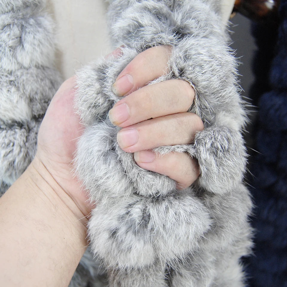 2025 Women Winter Warm Real Rabbit Fur Scarf Hot Sale Natural Rabbit Fur Muffler Lady 100% Genuine Fur Scarves Wholesale Retail