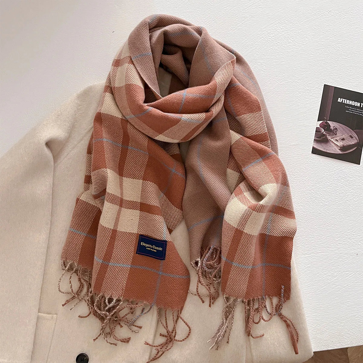 100 Color Autumn Winter Classic Plaid Scarf Women Cashmere Tassels Scarves Thickened Warm Shawl Windproof Pashmina Neckerchief