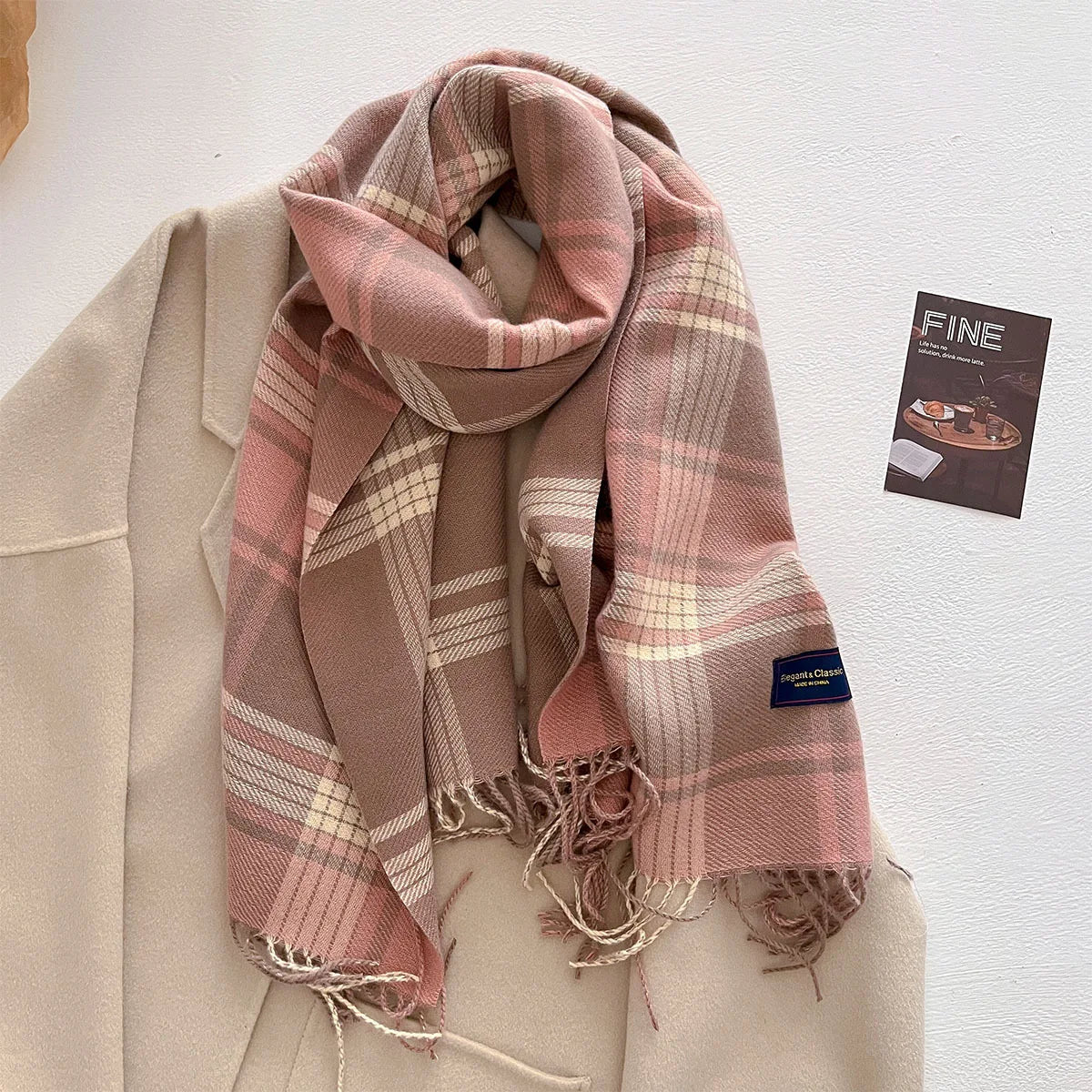 100 Color Autumn Winter Classic Plaid Scarf Women Cashmere Tassels Scarves Thickened Warm Shawl Windproof Pashmina Neckerchief