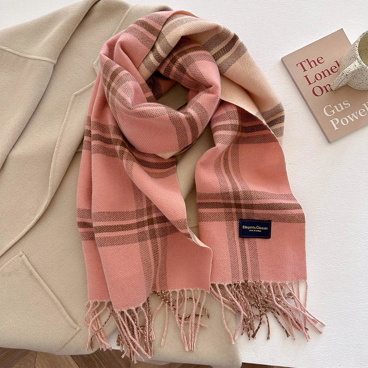 100 Color Autumn Winter Classic Plaid Scarf Women Cashmere Tassels Scarves Thickened Warm Shawl Windproof Pashmina Neckerchief