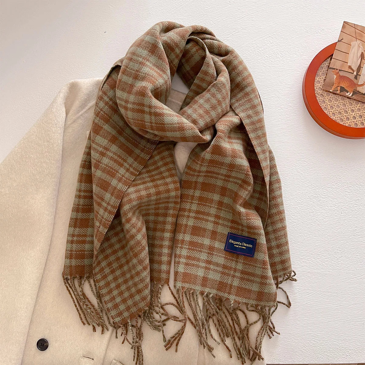 100 Color Autumn Winter Classic Plaid Scarf Women Cashmere Tassels Scarves Thickened Warm Shawl Windproof Pashmina Neckerchief