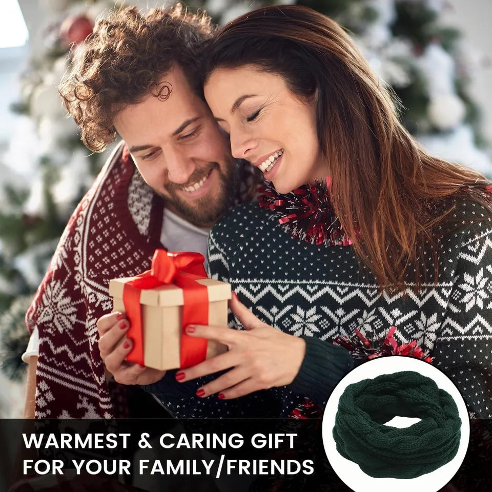 1pc Winter Warm Scarf for Women,Windproof Stylish Color-blocked  Scarves for Cold Weather,Warm Knit Winter Circle Loop Scarves