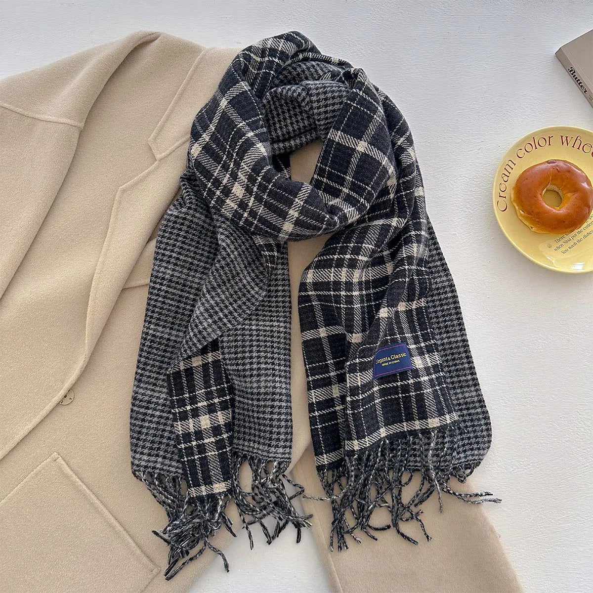 100 Color Autumn Winter Classic Plaid Scarf Women Cashmere Tassels Scarves Thickened Warm Shawl Windproof Pashmina Neckerchief