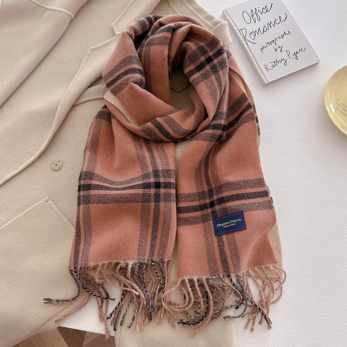 100 Color Autumn Winter Classic Plaid Scarf Women Cashmere Tassels Scarves Thickened Warm Shawl Windproof Pashmina Neckerchief