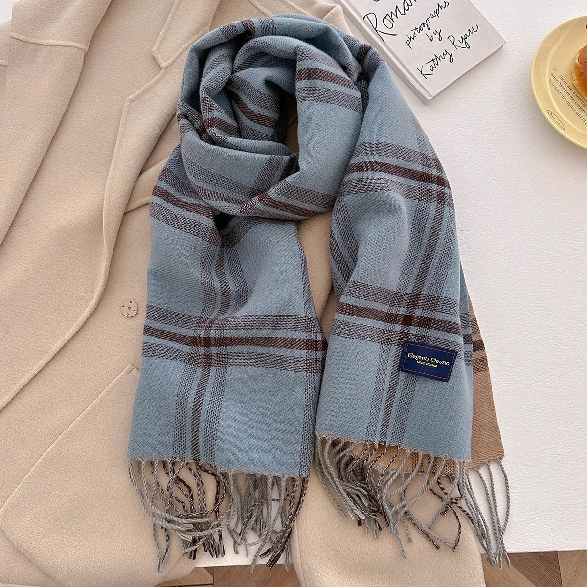 100 Color Autumn Winter Classic Plaid Scarf Women Cashmere Tassels Scarves Thickened Warm Shawl Windproof Pashmina Neckerchief