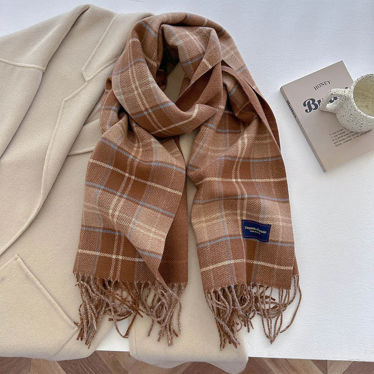 100 Color Autumn Winter Classic Plaid Scarf Women Cashmere Tassels Scarves Thickened Warm Shawl Windproof Pashmina Neckerchief