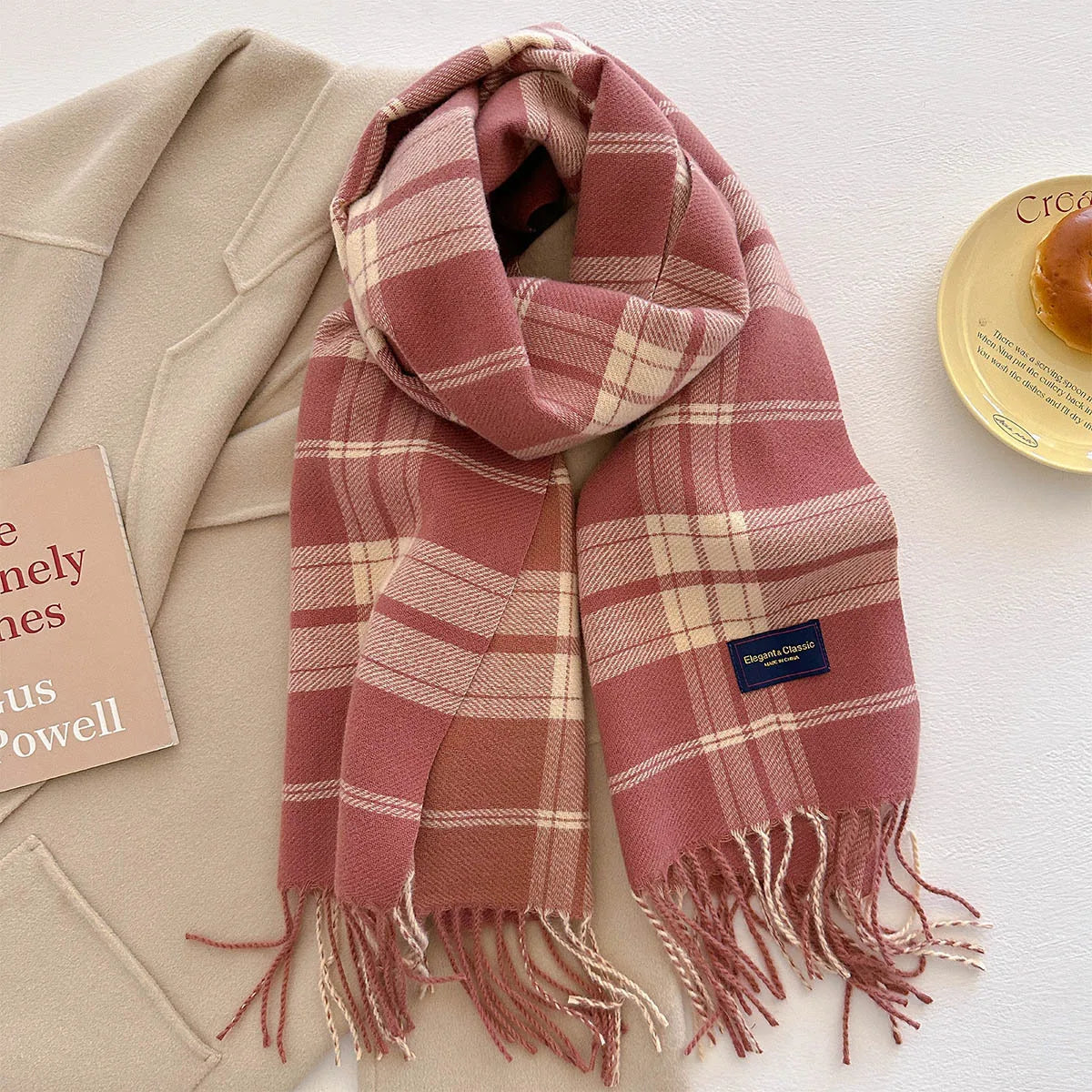 100 Color Autumn Winter Classic Plaid Scarf Women Cashmere Tassels Scarves Thickened Warm Shawl Windproof Pashmina Neckerchief