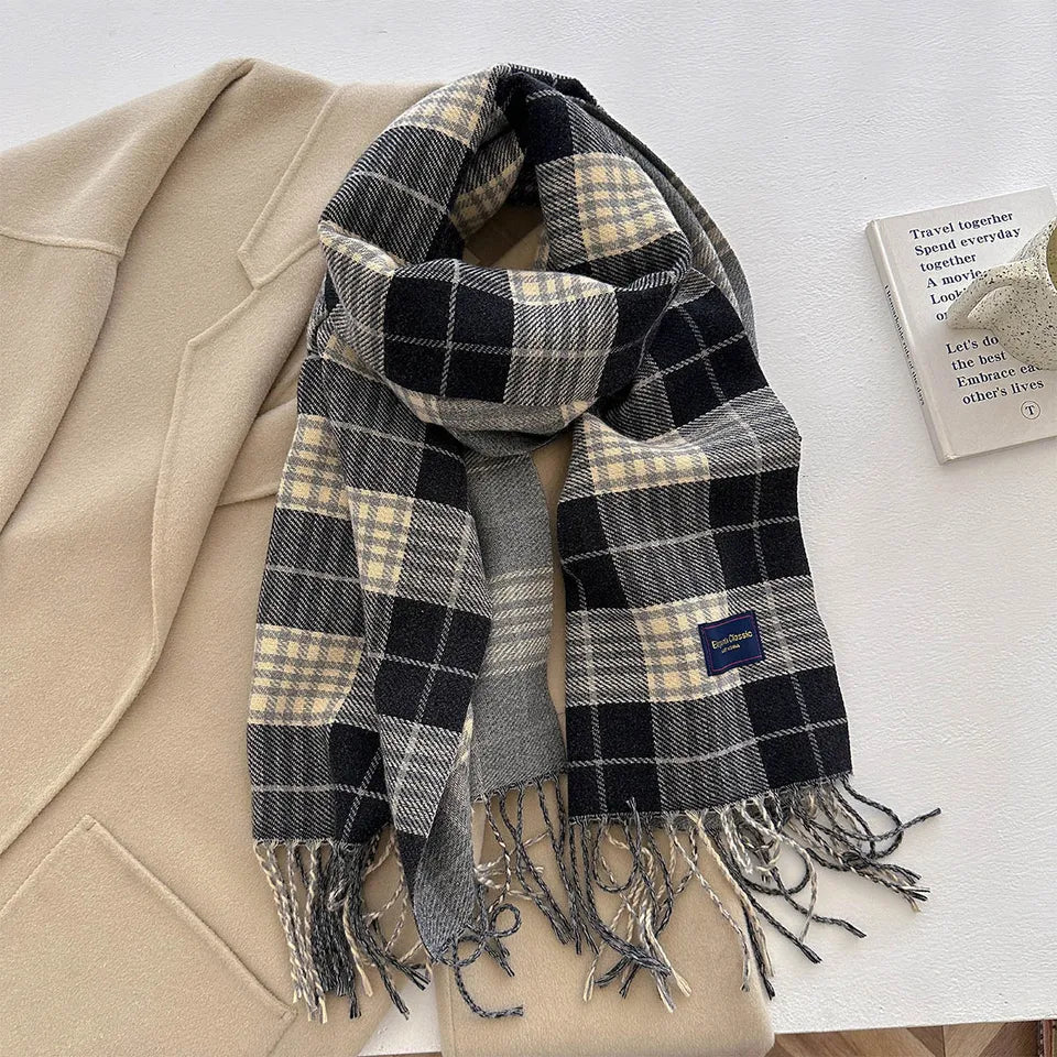 100 Color Autumn Winter Classic Plaid Scarf Women Cashmere Tassels Scarves Thickened Warm Shawl Windproof Pashmina Neckerchief