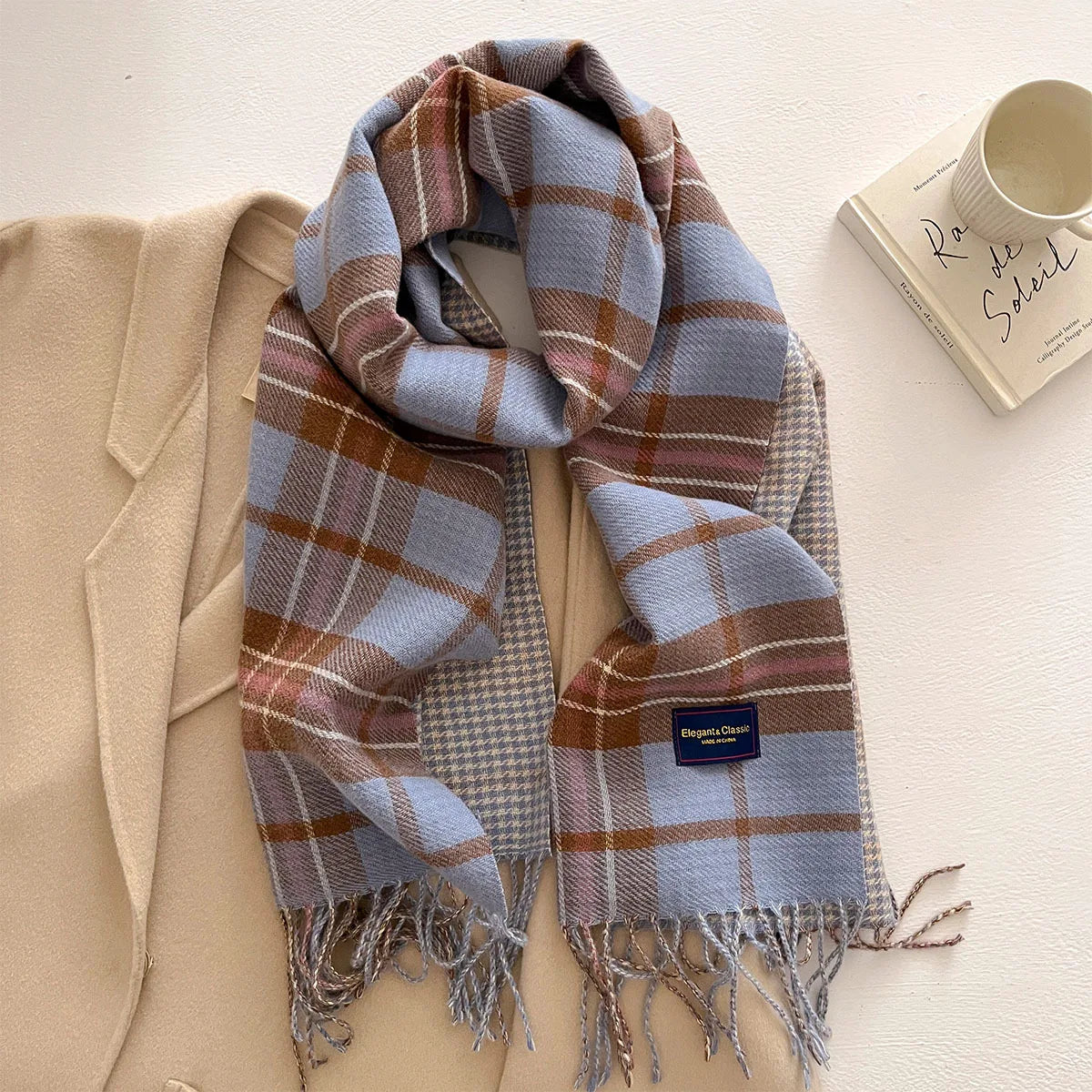 100 Color Autumn Winter Classic Plaid Scarf Women Cashmere Tassels Scarves Thickened Warm Shawl Windproof Pashmina Neckerchief
