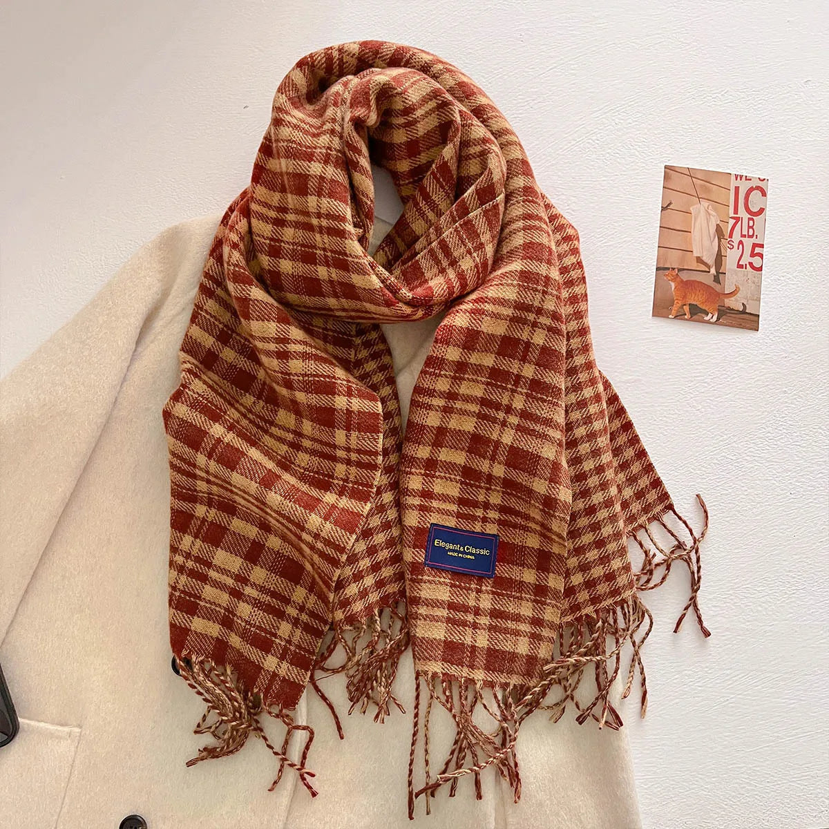 100 Color Autumn Winter Classic Plaid Scarf Women Cashmere Tassels Scarves Thickened Warm Shawl Windproof Pashmina Neckerchief