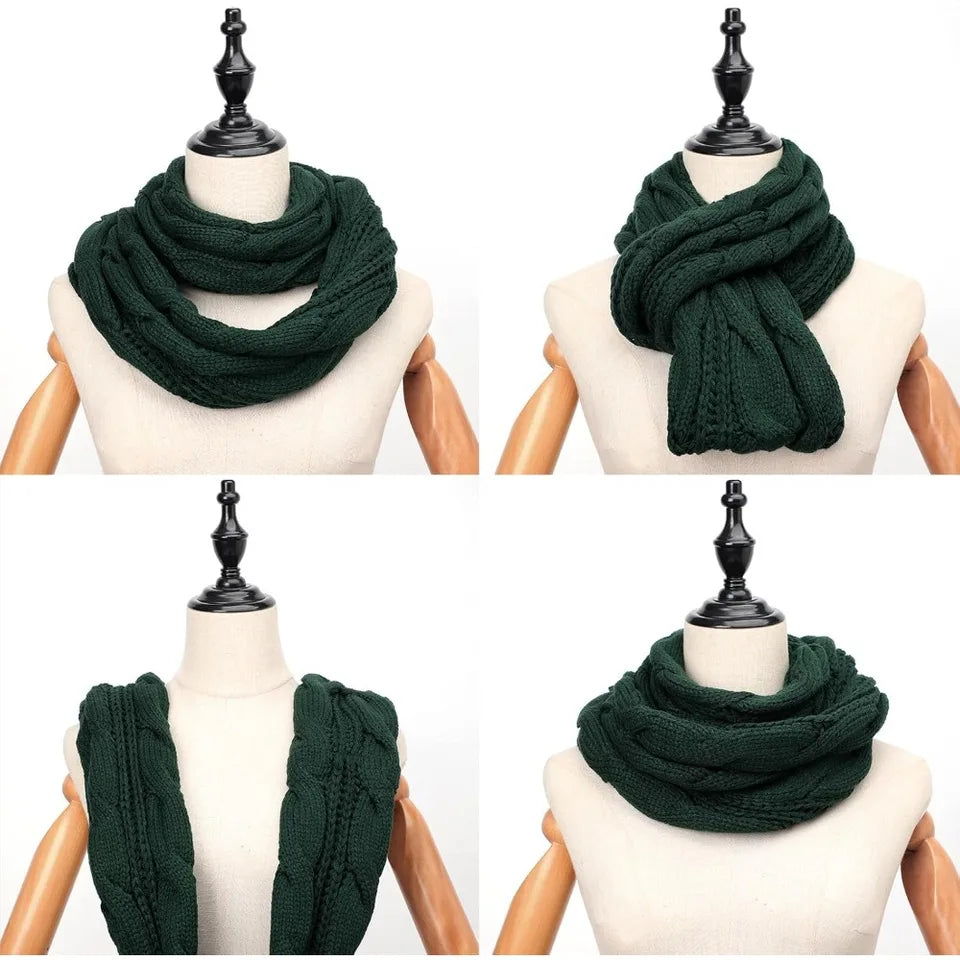 1pc Winter Warm Scarf for Women,Windproof Stylish Color-blocked  Scarves for Cold Weather,Warm Knit Winter Circle Loop Scarves