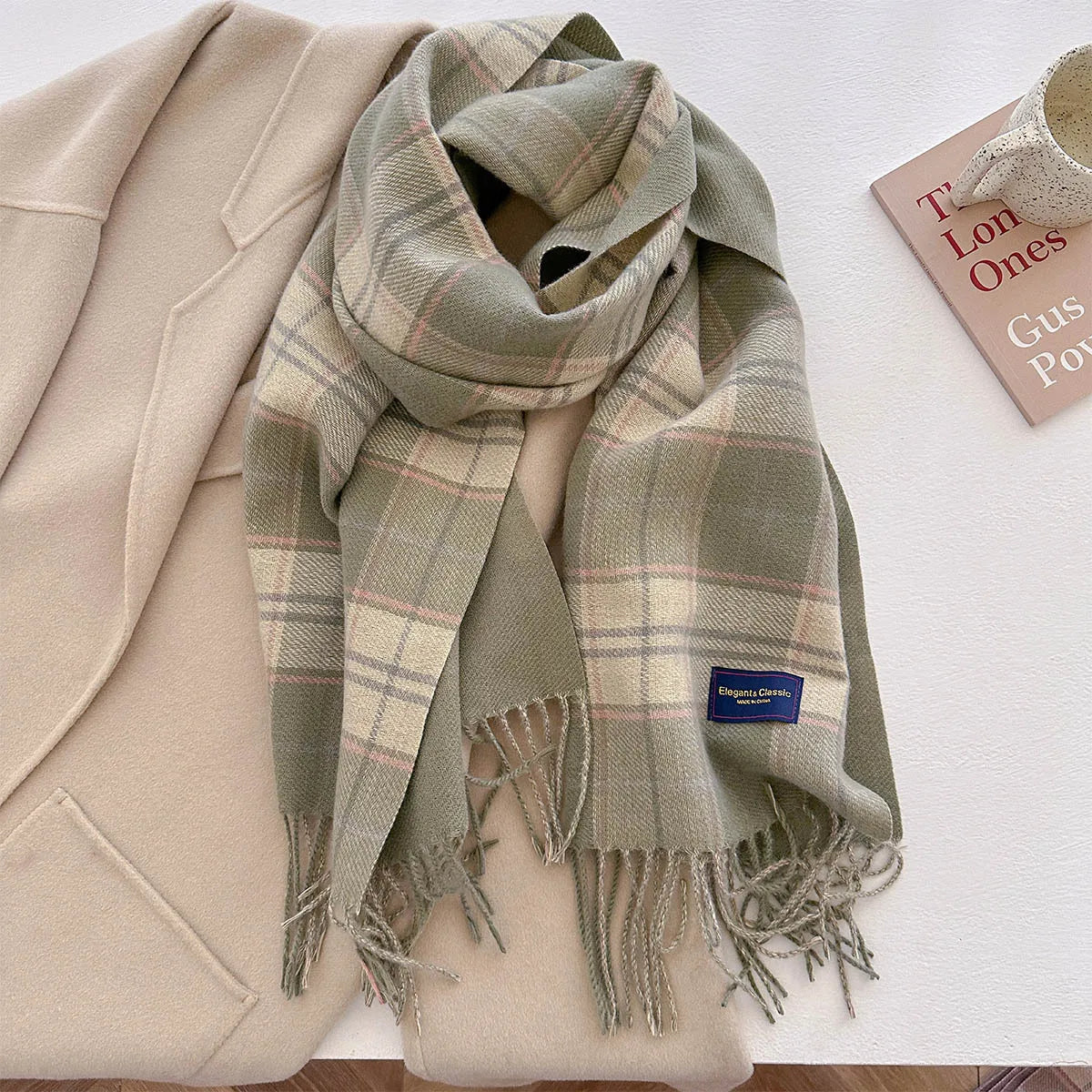 100 Color Autumn Winter Classic Plaid Scarf Women Cashmere Tassels Scarves Thickened Warm Shawl Windproof Pashmina Neckerchief