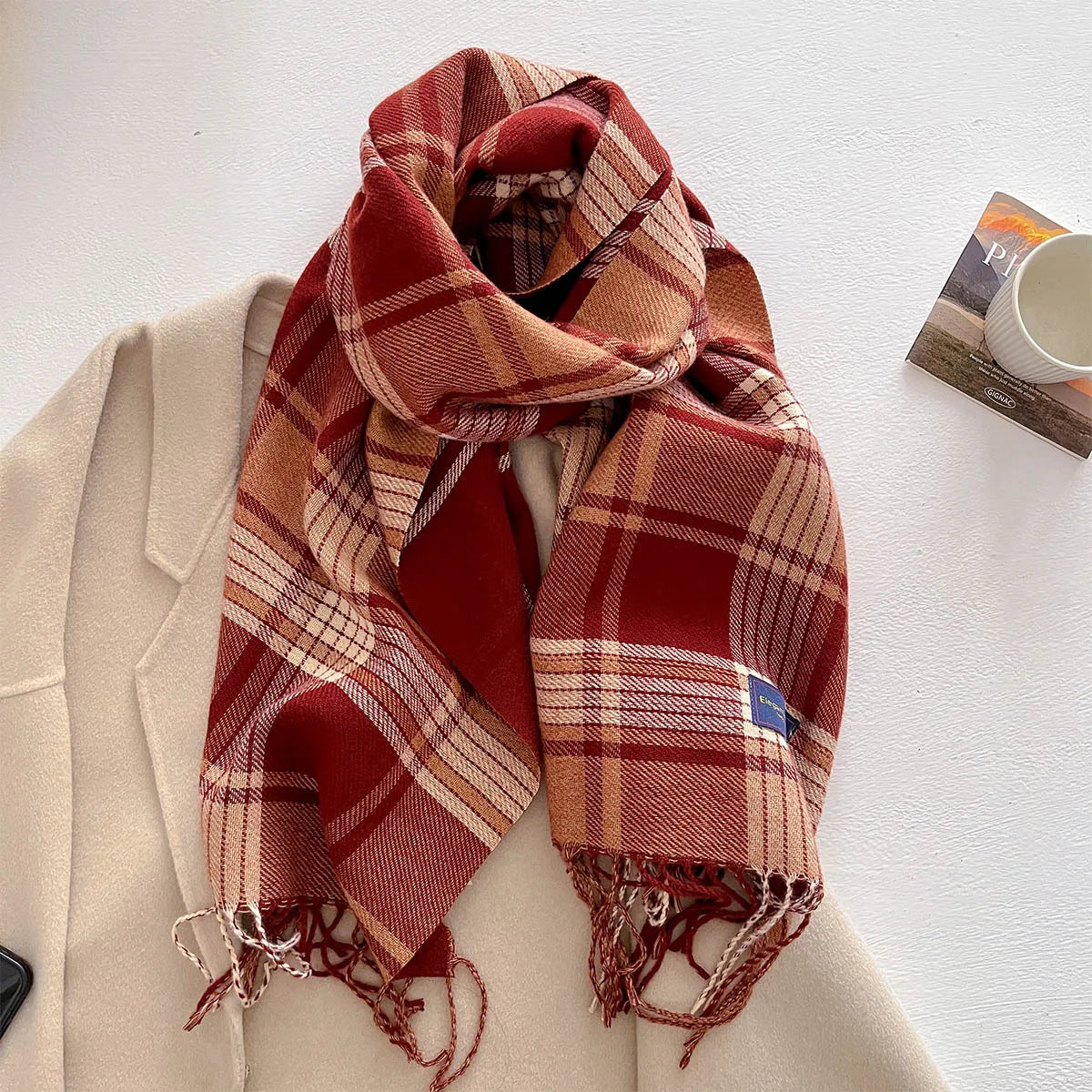 100 Color Autumn Winter Classic Plaid Scarf Women Cashmere Tassels Scarves Thickened Warm Shawl Windproof Pashmina Neckerchief